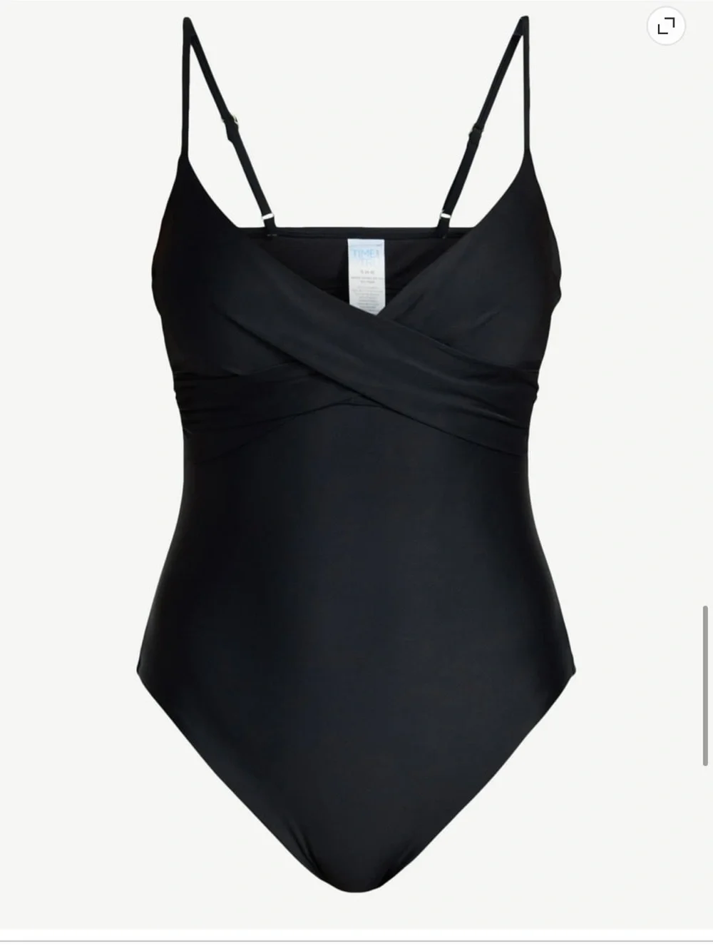 Time and Tru Black One-Piece Swimsuit with Twist Front